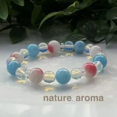 天然石ブレスレット　ピンク　ブルー　No.287