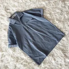 《スペザット》【M】ポロシャツ グレー オープンカラー 半袖 ONWARD上品