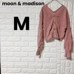 moon & madison 【M】 ピンク クロップドカーディガン 厚手