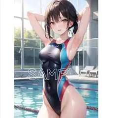 水着女性のA4イラストポスター８枚