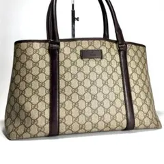 GUCCI グッチ GGスプリーム トートバッグ ベージュ PVC レザー