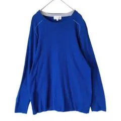 グリーンレーベル　ニット　クルーネック　ウール混　無地　青