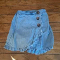 110 デニムブルー フリル付きラップスカート