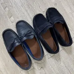 キッズ ネイビー ローファー レザー スエード