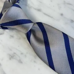 【新品】グレー×ライトネイビーレジメンストライプ