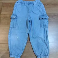 GU デニムワイドカーゴジョガーパンツ 110
