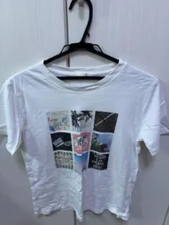 サマーフォトプリント 半袖Tシャツ ホワイト