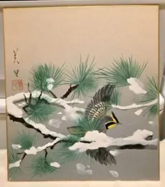【真作】絵画　川崎彰久　日本画10号　花鳥画　優美な蘭と鳥の情景　V83 真作】絵画 川崎彰久 日本画10号 花鳥画 優美な蘭と鳥の情景 V83
