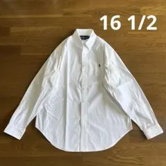 ポロラルフローレン コットンシャツ 16 1/2 白 紺 オックスフォードシャツ