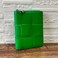 ボッテガ マキシ イントレチャート カセット 二つ折り 財布 グリーン レザー