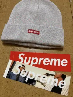 Supreme ニット帽 グレー系（ラメ入り）