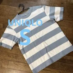 UNIQLO ユニクロ ボーダー Tシャツ 半袖 水色×白 Sサイズ