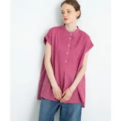 美品✨Liesse リエス リネンギャザースリーブブラウス ピンクFree