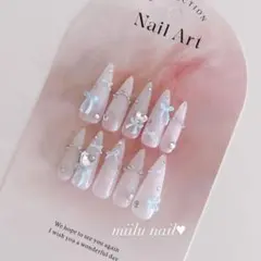 バレエコア　ネイルチップ　フレンチガーリー　ワンホン　ちゅるん　韓国　スナ系