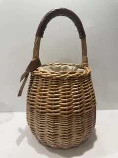 anuans リングハンドルラタンバッグ カゴバッグ ブラウン - メルカリ