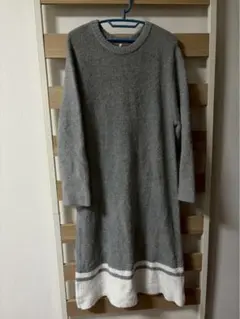 【最終値下げ❣️】ニットワンピース　ルームウェア　グレー　ホワイト