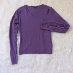 ラルフローレンスポーツ ニット セーター Vネック L パープル(志）