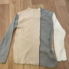 POUDOUDOU リブ長袖トップス ベージュ/グレー/ホワイト