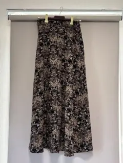花柄ロングスカート ブラウン
