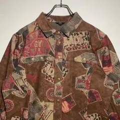 レトロ ブラウス ヴィンテージ 柄シャツ ブラウン 長袖シャツ - メルカリ