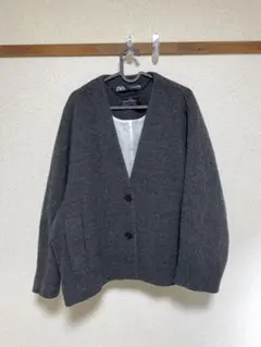 ZARA ノーカラージャケット ダークグレー 68%ウール　Manteco