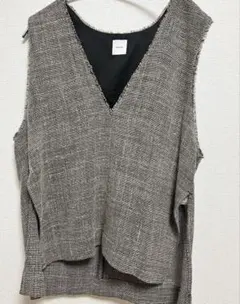 美品✨スピックアンドスパン　リネンツイードベスト　ジレ　ブラウンミックス