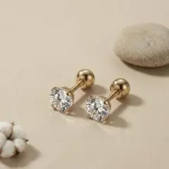 一粒ジルコニアピアス 8mm 大粒 金アレ対応 華やか