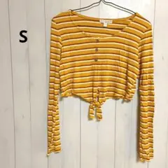 ボーダー クロップドカットソー チビT ショート丈 S イタリア製 秋物