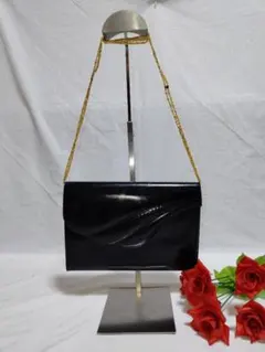 超美品 ハナエモリ ショルダーバッグ フォーマルバッグ パーティバッグ ブラック