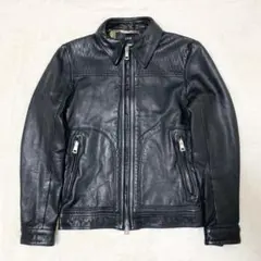 AKM B063 カウレザー キルティング シングル ライダース ブラック Lのサムネイル