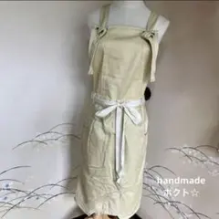 イエローベージュ　リメイクエプロン[35]ハンドメイド