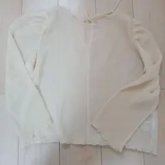 アイボリー シフォン 長袖シャツ M