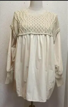 Lu fu 新品　ニットmixブラウス