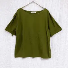 4510ナチュラルビューティ 半袖カットソー Tシャツ　ロールアップ　M