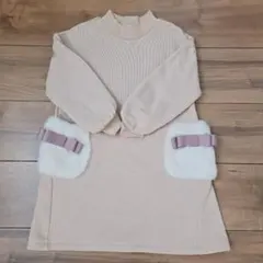 セラフ　ポケットファーワンピース　ベージュ　110cm