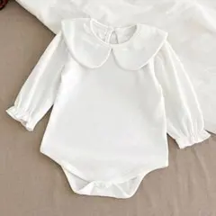 ホワイト 襟付き ロンパース シンプル