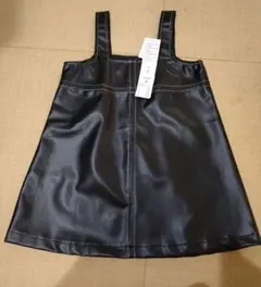 SHEIN 黒の合成皮革ジャンバースカート 8Y