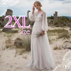 ウェディングドレス マタニティドレス 花柄 レース 前撮りドレス 2XL