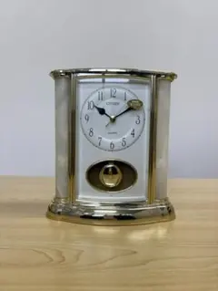 美品 稼働品 CITIZEN シチズン クオーツ 時計 天然オニキス柱 振り子