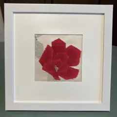 壁飾り　赤い花のファブリックフレーム
