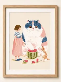 ＜スイカと猫＞ 現代アート
