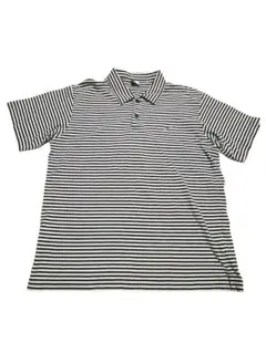 00's ナイキ ポロシャツ 白黒ボーダー ワンポイント 刺繍ロゴ