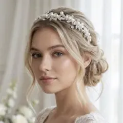 【新品】シルバー　シンプル　ヘアアクセサリー　ヘッドドレス　ティアラ　結婚式