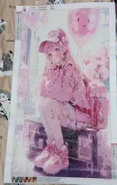 ダイヤモンドアート完成品❤ ピンク少女