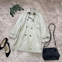 6626✾トレンチコート【LL】淡いグリーン/スプリング/ストレッチ/大きい