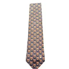 dunhill ダンヒル 王冠 総柄 シルクネクタイ ブラウン 幾何学柄