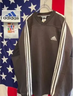 90s adidas ダークグレー トレーナー 3本ライン