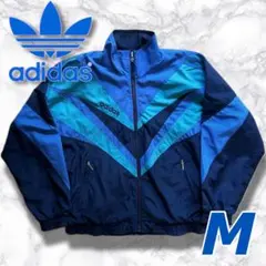 80s adidas アディダス ナイロンジャケット トラックジャケット M 青
