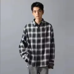 【ajouter flow】コスモス刺繍オンブレチェックシャツ