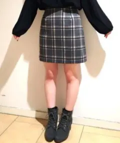 アルシーヴ　チェックウールタイトスカート　グレー　フリーサイズ　archives